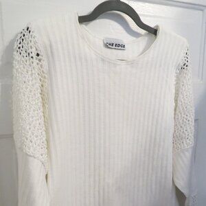 DEEP SPRING CLOSET CLEAN OUT! White Cotton and Crochet Women's Top